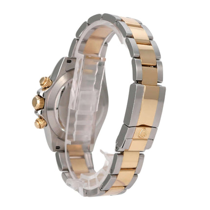 Rolex Daytona Edelstahl Gelbgold 116523 Weiß seitliche Ansicht des Armbands aus Edelstahl und Gelbgold