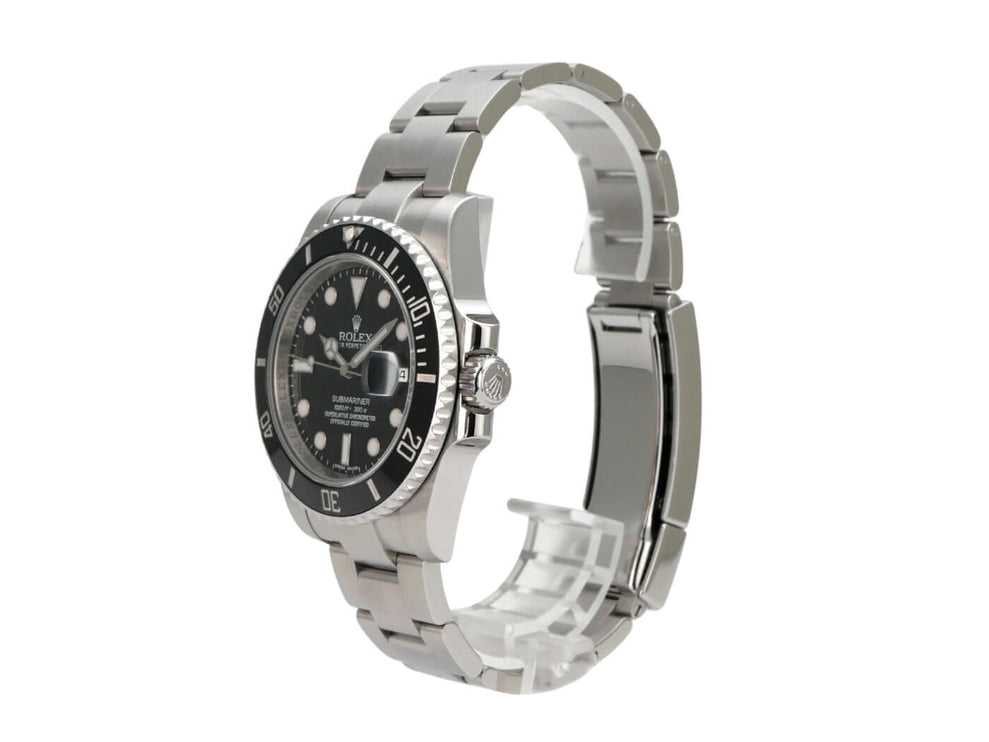 Rolex Submariner Date 116610LN in Edelstahl mit schwarzem Zifferblatt und Oysterband seitliche Ansicht