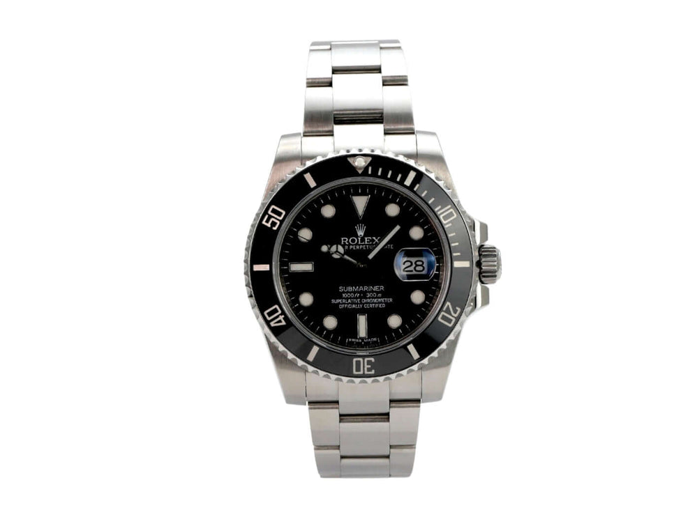 Rolex Submariner Date 116610LN mit Edelstahlgehäuse, schwarzem Zifferblatt und Sicherheitsfaltschließe.