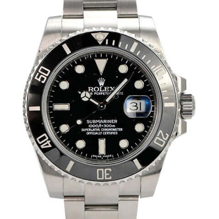 Rolex Submariner Date 116610LN in Edelstahl mit schwarzem Zifferblatt und Leuchtindizes, drehbare Lünette.