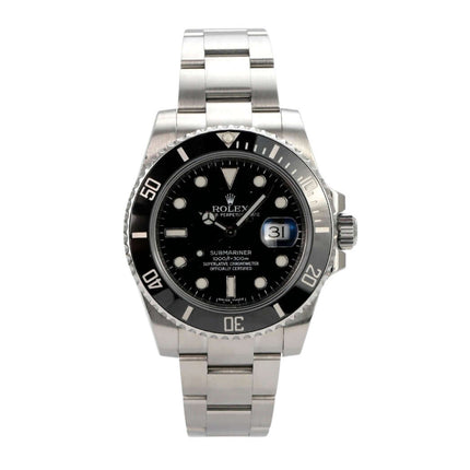 Rolex Submariner Date 116610LN mit schwarzem Zifferblatt und Edelstahlarmband, 40 mm Gehäusedurchmesser.