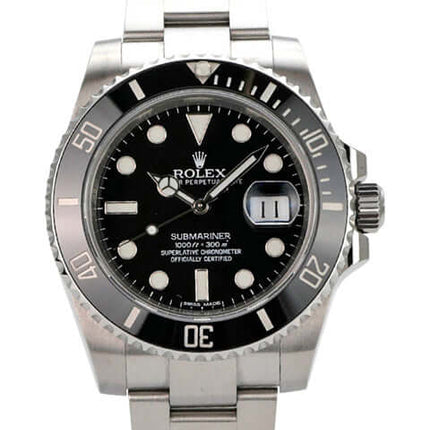 Rolex Submariner Date 116610LN Edelstahl-Armbanduhr mit schwarzem Zifferblatt und drehbarer Lünette.