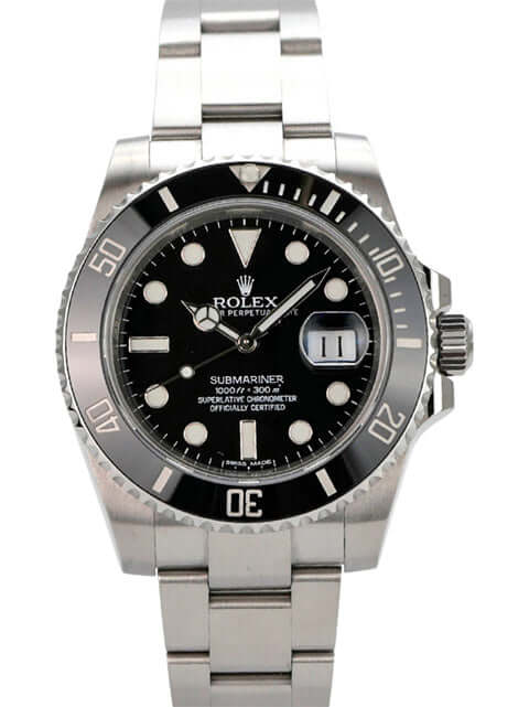 Rolex Submariner Date 116610LN Edelstahl-Armbanduhr mit schwarzem Zifferblatt und drehbarer Lünette.