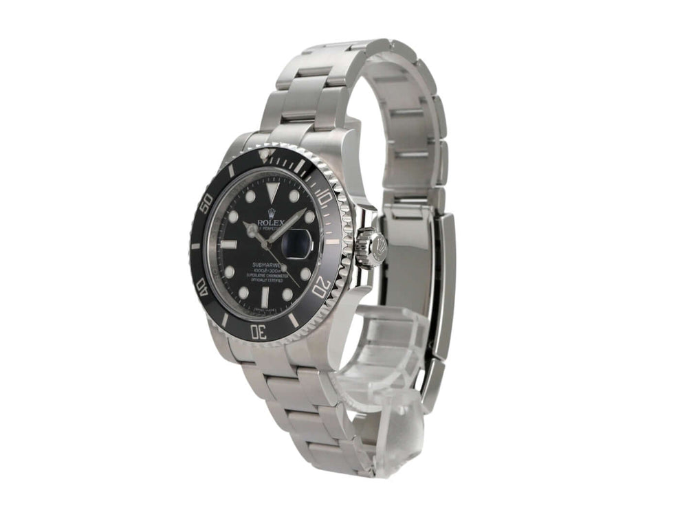 Rolex Submariner Date 116610LN mit schwarzem Zifferblatt und Edelstahlarmband, drehbare Lünette mit Keramikeinlage.