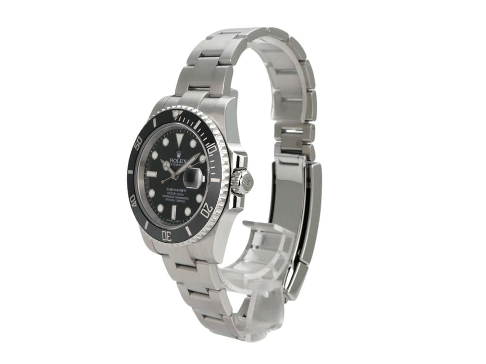 Rolex Submariner Date 116610LN, Edelstahl, schwarzes Zifferblatt, drehbare Lünette und Oysterband.