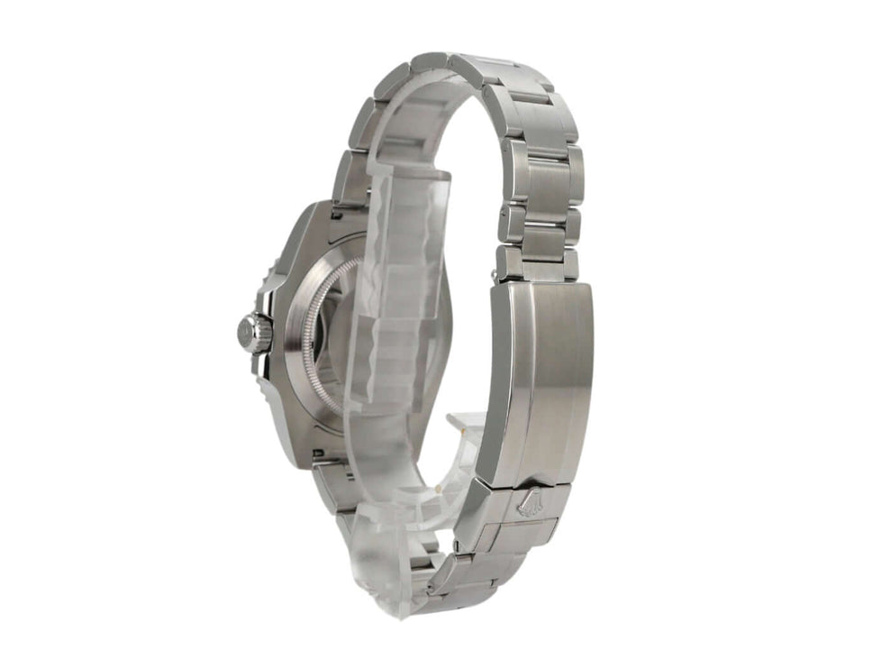 Rolex Submariner Date 116610LN, Edelstahlgehäuse, polierter und satinierter Oyster Band, seitliche Ansicht.