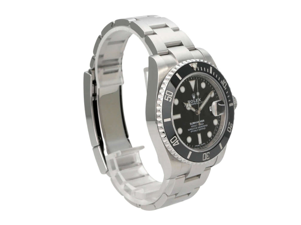 Rolex Submariner Date 116610LN Edelstahlarmband und schwarzes Zifferblatt seitlich