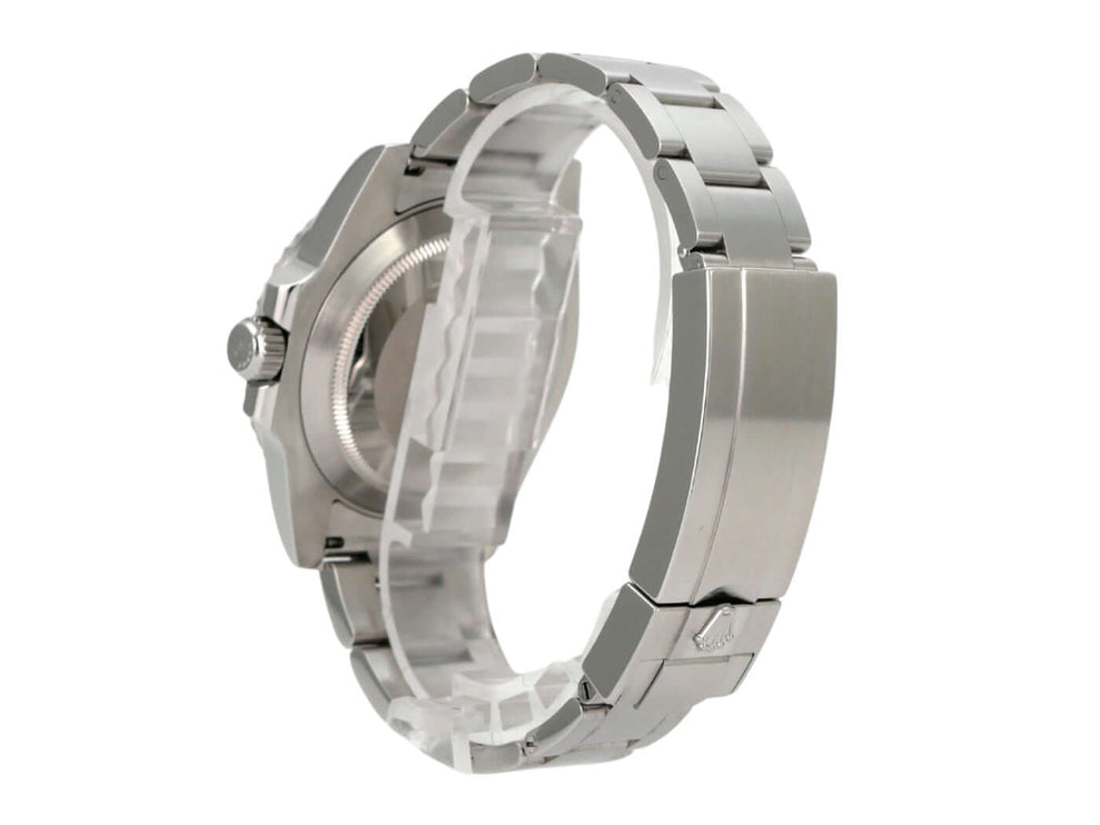 Rolex Submariner Date 116610LN aus Edelstahl, Seitenansicht mit Oyster-Band und Sicherheitsfaltschließe