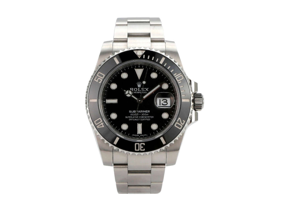 Rolex Submariner Date 116610LN Edelstahl mit schwarzem Zifferblatt und drehbarer Lünette in poliertem Edelstahl.