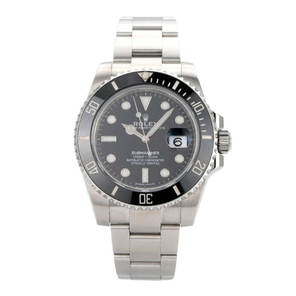 Rolex Submariner Date 116610LN Edelstahl mit schwarzem Zifferblatt und drehbarer Lünette, 2021 Modell.