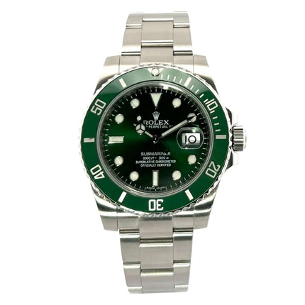 Rolex Submariner Date LV 116610LV aus Edelstahl mit grüner Keramik-Einlage und grünem Zifferblatt, 40 mm Gehäusedurchmesser, 2010 G-Serie