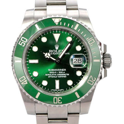 Rolex Submariner Date 116610LV mit grünem Zifferblatt und Edelstahlband, Ref. 116610LV, 2014, poliert und satiniert.