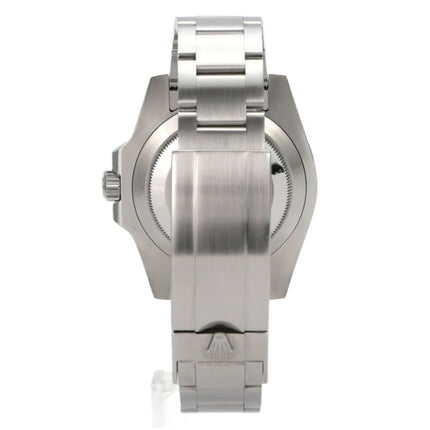 Rolex Submariner Date 116610LV Rückansicht mit Edelstahlarmband und polierter Oberfläche