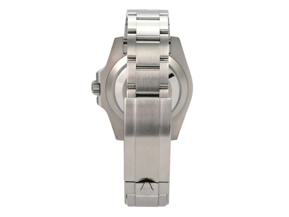 Rolex Submariner Date 116610LV Rückansicht mit Edelstahl-Gehäuse und Oyster-Armband.