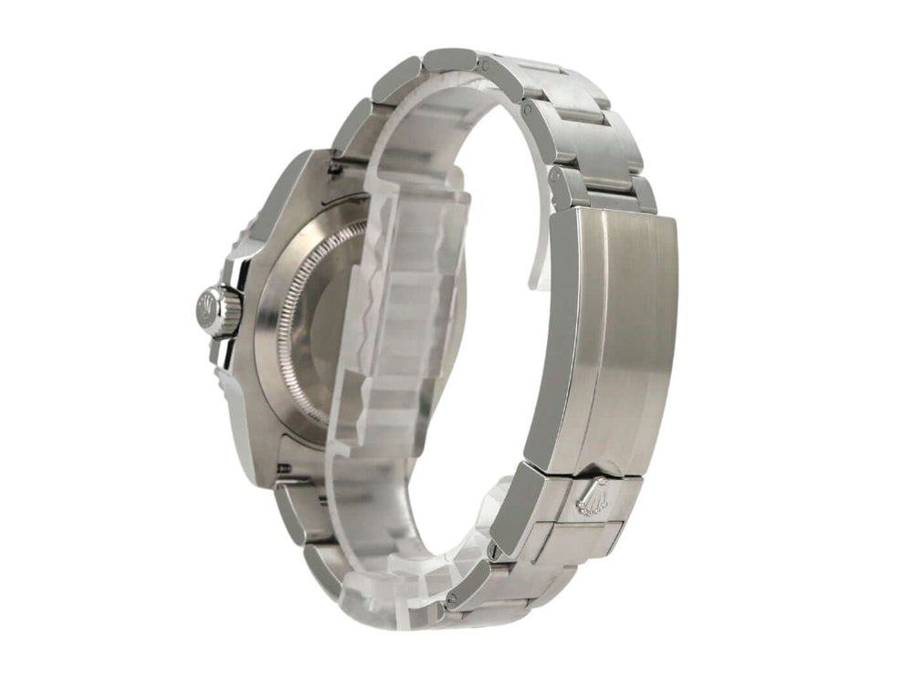 Rolex Submariner Date 116610LV seitliche Ansicht des Edelstahlarmbands und Gehäuses.