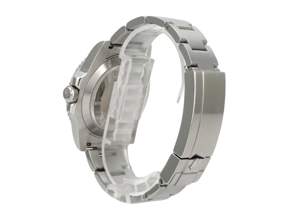 Rolex Submariner Date 116610LV aus Edelstahl mit Oysterband, Rückseite und Schließe, Luxusarmbanduhr