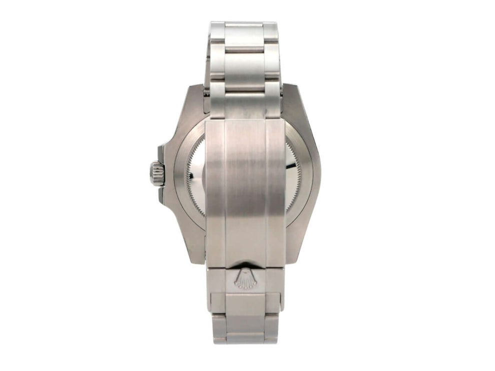 Rolex Submariner Date 116610LV Edelstahlgehäuse mit Oysterband und grüner Keramiklünette, Rückseite