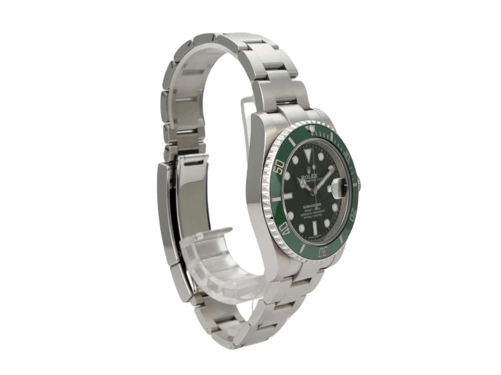 Rolex Submariner Date 116610LV mit grünem Zifferblatt und Edelstahlarmband, 40 mm Gehäuse, 2017 Modell.