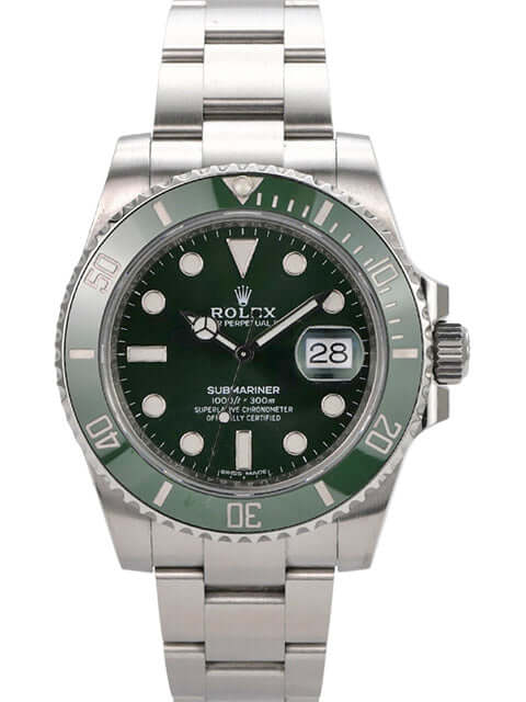 Rolex Submariner Date 116610LV grüne Taucheruhr aus Edelstahl mit Keramiklünette und Oyster-Band, 40 mm