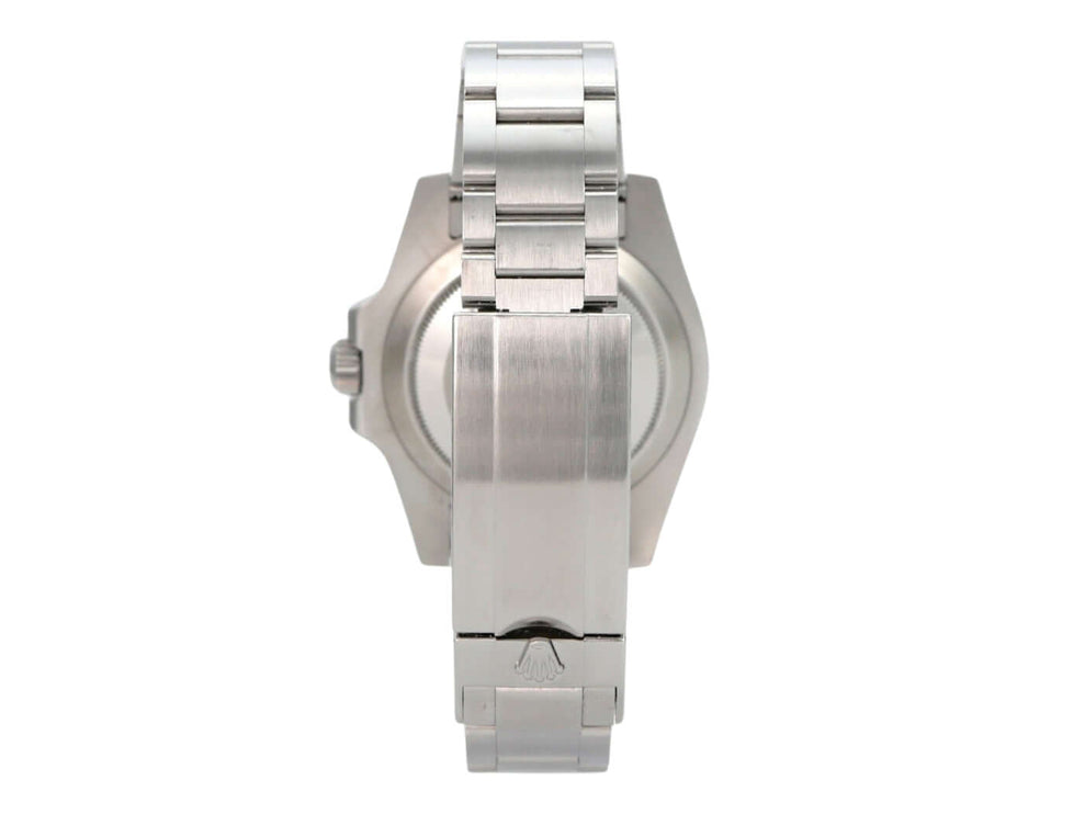 Rolex Submariner Date 116610LV aus Edelstahl mit Oysterband und Gehäuseboden, Rückansicht