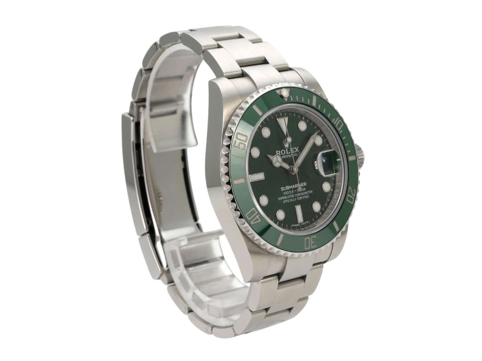 Rolex Submariner Date 116610LV mit grünem Zifferblatt und Edelstahlband, Referenz 116610LV, Modell aus 2019.