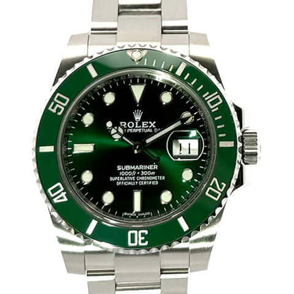 Rolex Submariner Date LV 116610LV aus 2019, Edelstahlgehäuse, grüne Keramik Lünette, grünes Zifferblatt, Oyster Armband, Automatikwerk