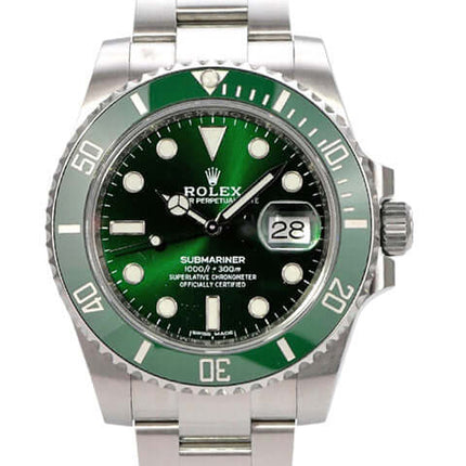 Rolex Submariner Date 116610LV mit grünem Zifferblatt und Edelstahlband, Ref. 116610LV, 2019 Modell.