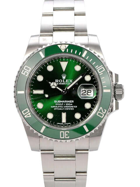 Rolex Submariner Date 116610LV mit grünem Zifferblatt und Edelstahlband, Ref. 116610LV, 2019 Modell.
