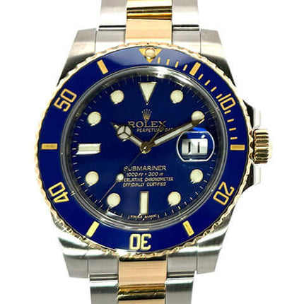 Rolex Submariner Date 116613LB Edelstahl Gelbgold mit blauem Zifferblatt und drehbarer Lünette, 40 mm Gehäuse, Edelstahl-Gelbgold Armband