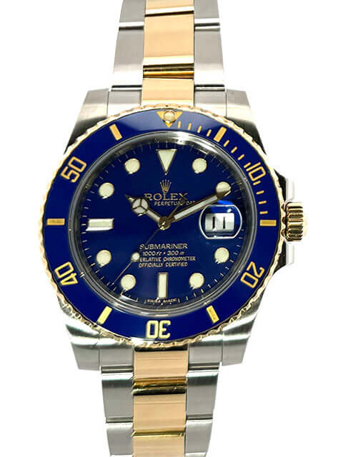 Rolex Submariner Date 116613LB Edelstahl Gelbgold mit blauem Zifferblatt und drehbarer Lünette, 40 mm Gehäuse, Edelstahl-Gelbgold Armband