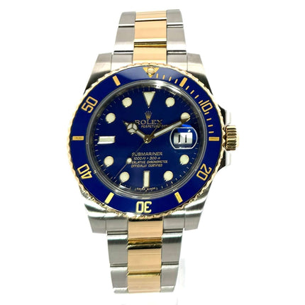Rolex Submariner Date 116613LB Edelstahl Gelbgold, blaues Zifferblatt, Drehbare Lünette, Oyster Armband Edelstahl Gelbgold, Luxus Uhr