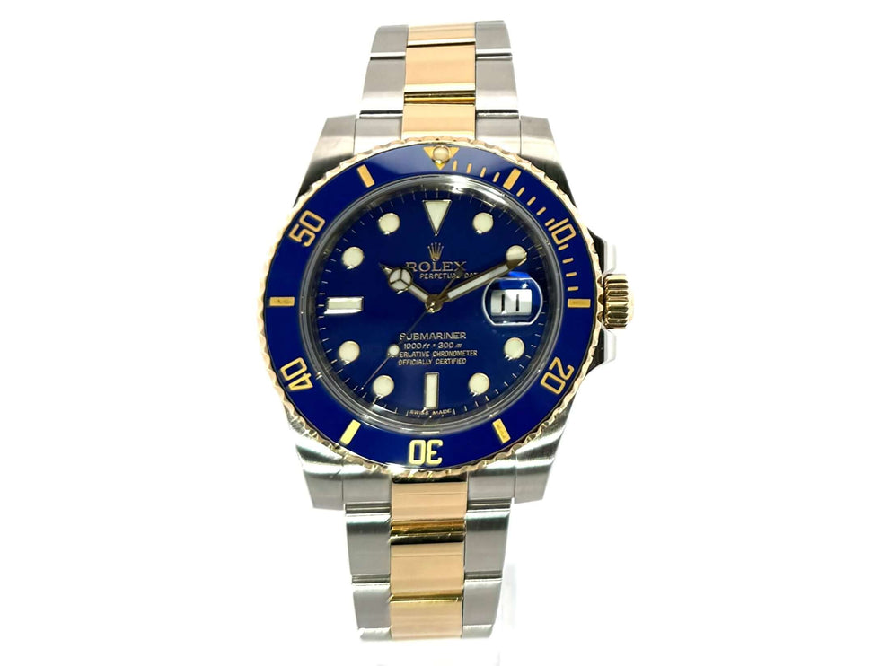 Rolex Submariner Date 116613LB Edelstahl Gelbgold, blaues Zifferblatt, Drehbare Lünette, Oyster Armband Edelstahl Gelbgold, Luxus Uhr