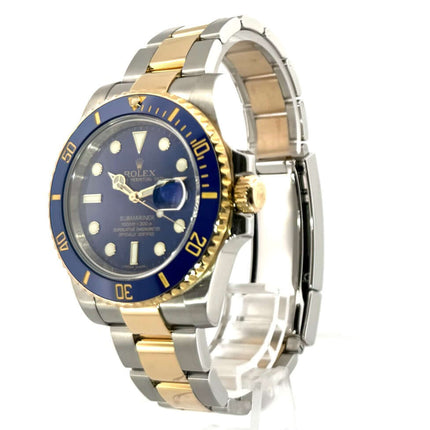 Rolex Submariner Date 116613LB Edelstahl Gelbgold Uhr mit blauem Zifferblatt und zweifarbigem Armband, 40 mm Gehäusedurchmesser