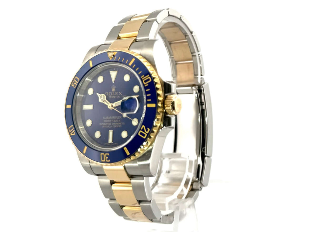 Rolex Submariner Date 116613LB Edelstahl Gelbgold Uhr mit blauem Zifferblatt und zweifarbigem Armband, 40 mm Gehäusedurchmesser