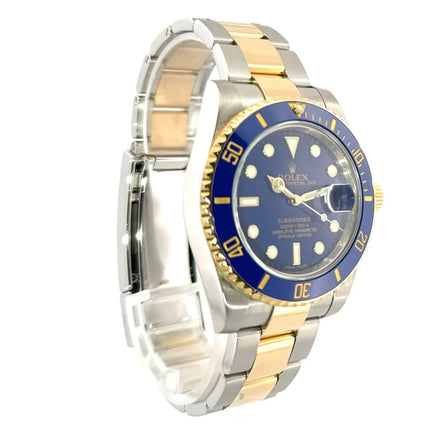 Rolex Submariner Date 116613LB Edelstahl-Gelbgold, blaues Zifferblatt und drehbare Lünette, poliertes und satiniertes Armband