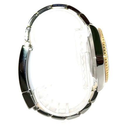 Rolex Submariner Date 116613LB Seitenansicht, Edelstahl - 18kt Gelbgold Gehäuse und Armband, poliert und satiniert, blaues Zifferblatt, drehbare Lünette.