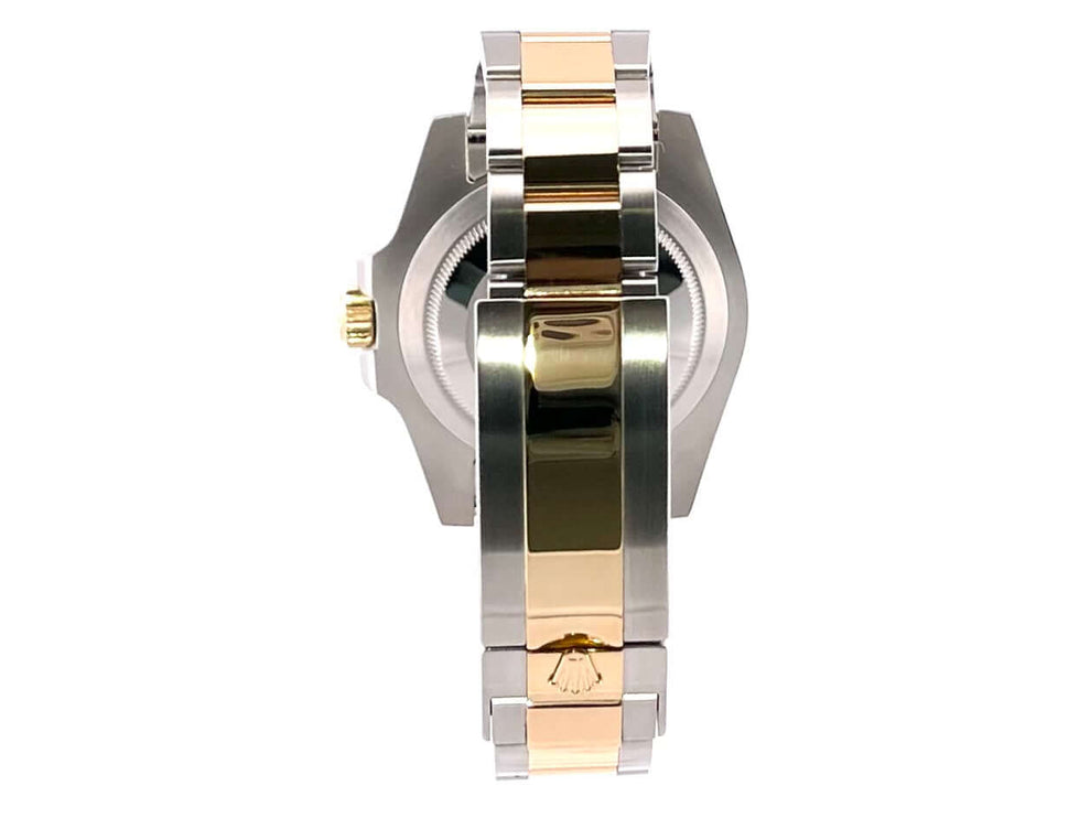 Rückseite Rolex Submariner Date 116613LB aus Edelstahl und Gelbgold mit poliertem Armband, LC100 Modell 2016