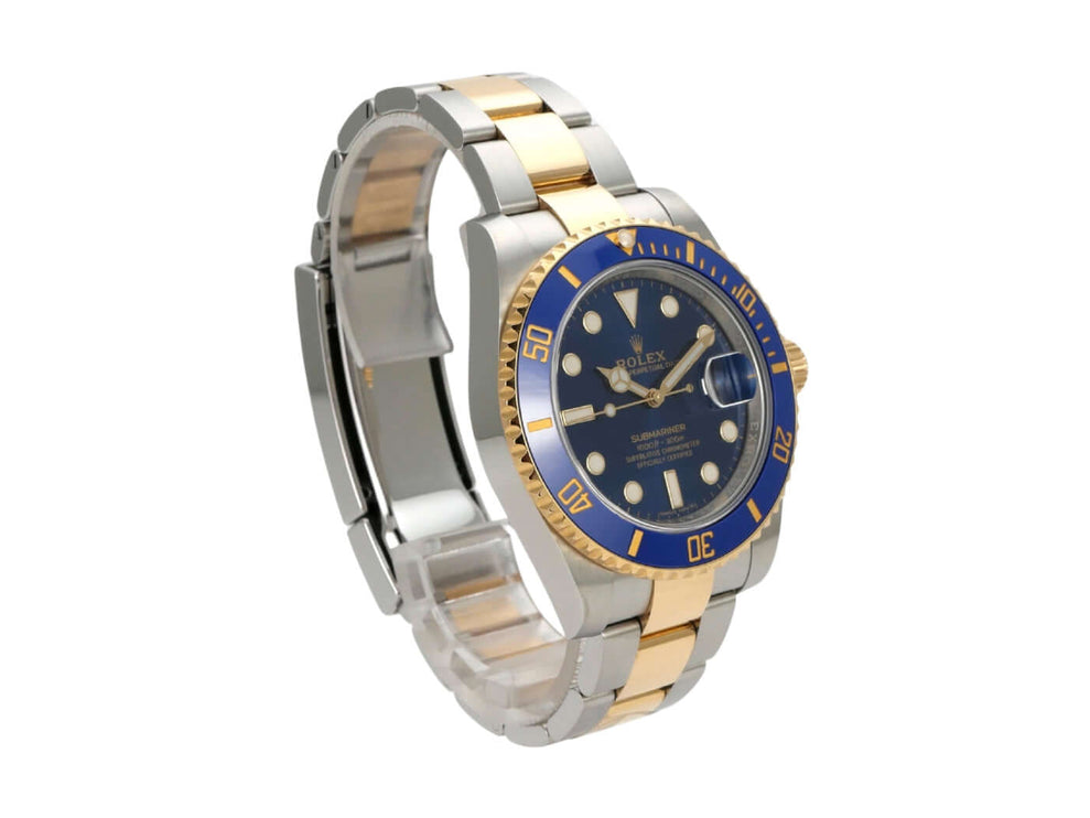 Rolex Submariner Date 116613LB Edelstahl Gelbgold mit blauem Zifferblatt und drehbarer Lünette aus 18 Karat Gelbgold.