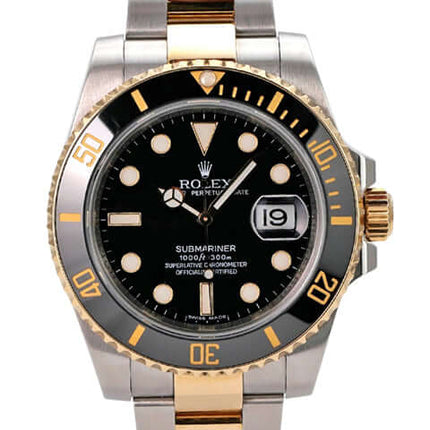 Rolex Submariner Date 116613LN Edelstahl/Gold mit schwarzem Zifferblatt und Datum, Luxus Taucheruhr