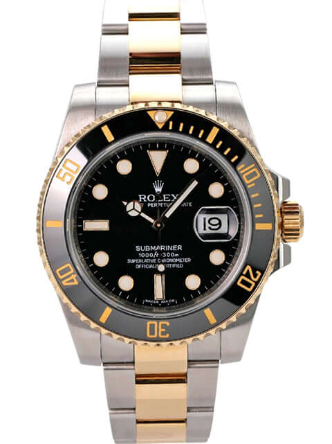 Rolex Submariner Date 116613LN Edelstahl/Gold mit schwarzem Zifferblatt und Datum, Luxus Taucheruhr