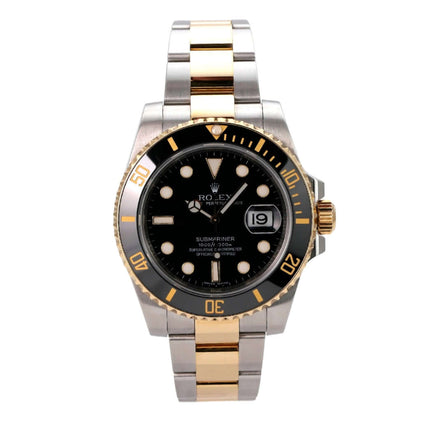 Rolex Submariner Date 116613LN Uhr aus Edelstahl und Gelbgold mit schwarzem Zifferblatt und Datum