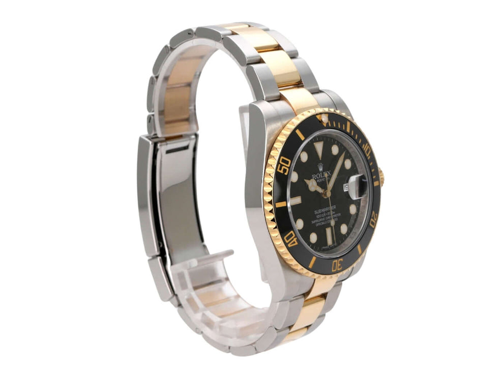 Rolex Submariner Date 116613LN, Edelstahl- und Gelbgold-Uhr mit schwarzer Lünette und Oyster Armband