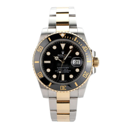 Rolex Submariner Date Edelstahl und 18 kt Gelbgold Ref. 116613LN mit schwarzem Zifferblatt und praktischer Datumsanzeige.