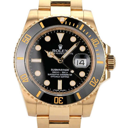 Rolex Submariner Date Gelbgold 116618LN mit schwarzem Zifferblatt und 18 Karat Gelbgold Gehäuse