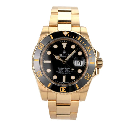 Rolex Submariner Date Gelbgold 116618LN mit schwarzem Zifferblatt und 18 Karat Gelbgold Armband