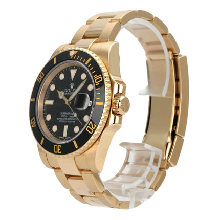 Rolex Submariner Date Gelbgold 116618LN mit schwarzem Zifferblatt und 18 Karat Gelbgold Armband