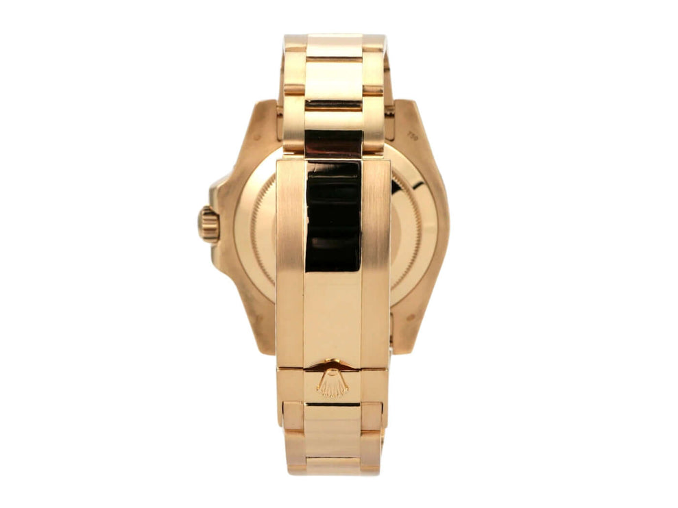 Rolex Submariner Date Gelbgold 116618LN Rückansicht der Uhr mit poliertem Gelbgoldarmband