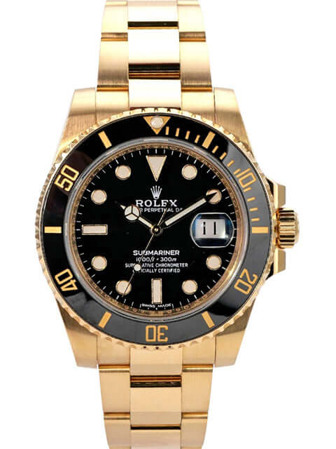 Rolex Submariner Date Gelbgold 116618LN mit schwarzem Zifferblatt und 18 Karat Gelbgold Armband