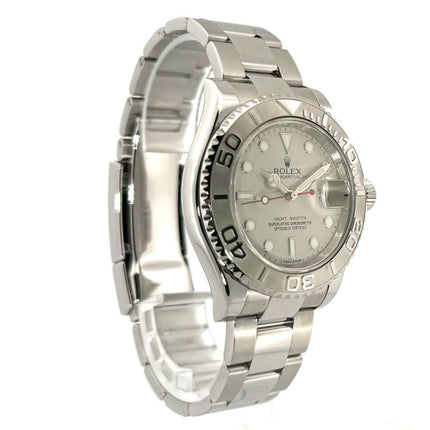 Rolex Yacht-Master 40 Edelstahl Platin 116622 mit Platin-Lünette und Edelstahl-Armband, poliert und satiniert, 40 mm Gehäusedurchmesser.