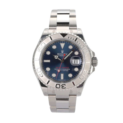 Rolex Yacht-Master 40 Edelstahl Platin 116622 mit blauem Zifferblatt und Platin Lünette, Ungetragen und elegant, 2018 Modell.
